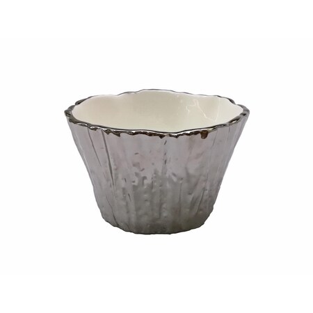 Comida 5 in. Botanic Porcelain Tree Bark Bowl, Silver CO2535334